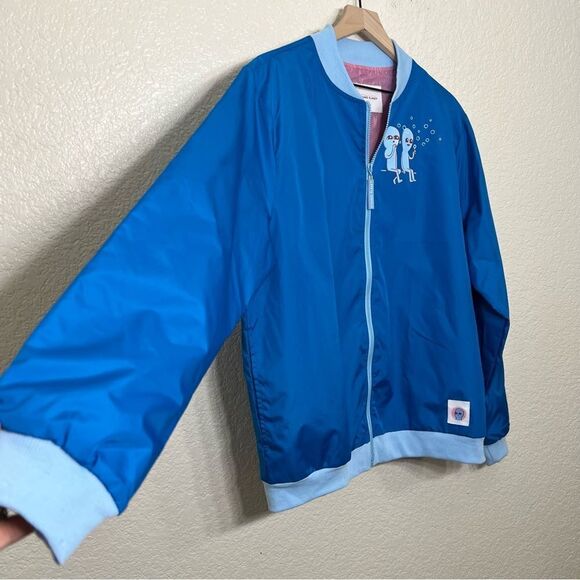 Strange Planet Nathan Pyle Alien Bubbles Blue and Pink Bomber Windbreaker Jacket - Picture 7 of 12